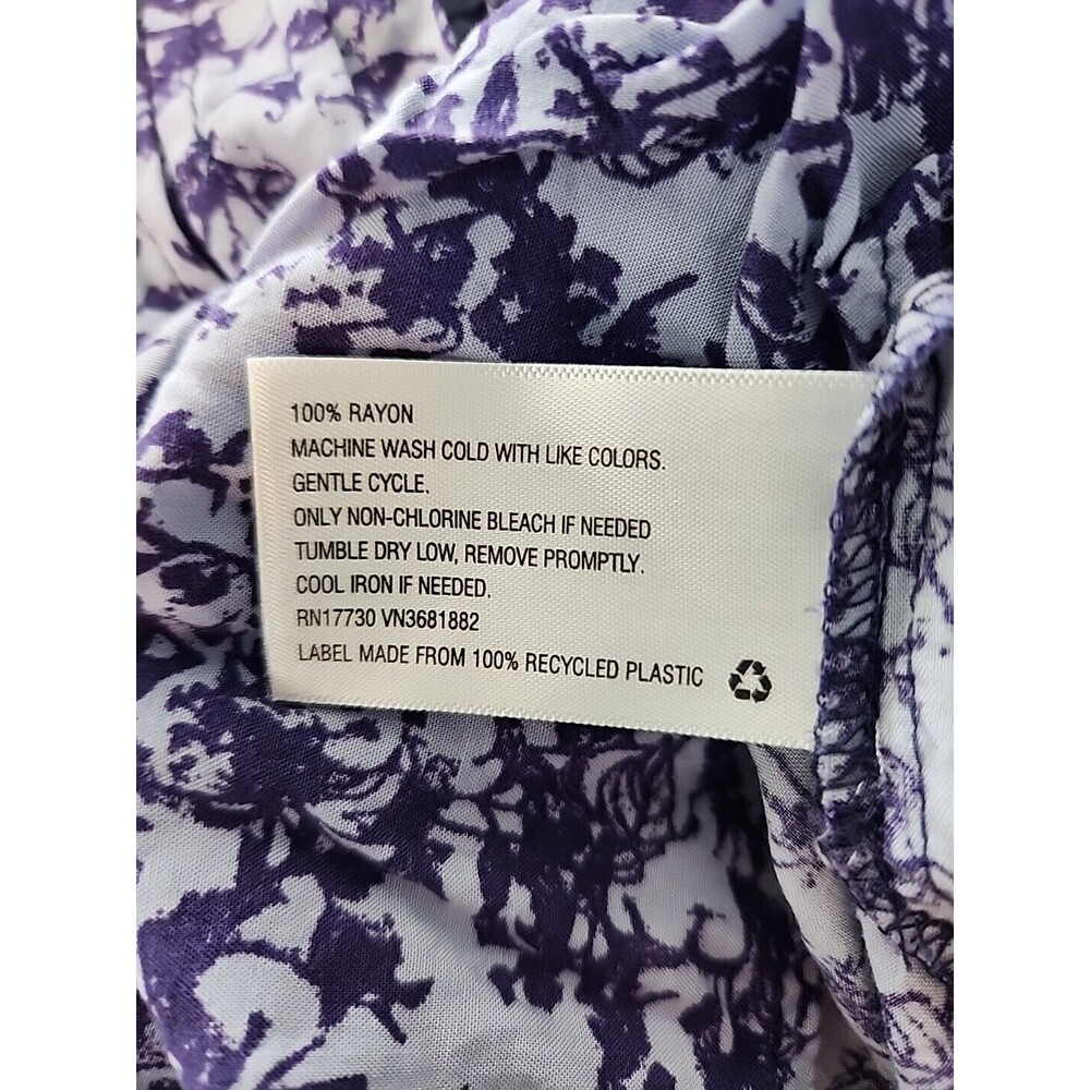 Knox Rose Size x1 Blue Floral V-Neck Ruffled Boho Top Shirt Peasant Blouse Tie - Picture 15 of 15